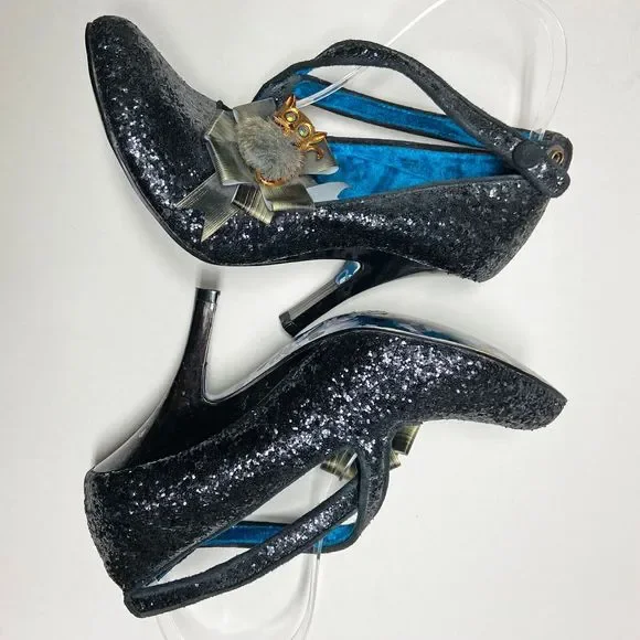 Irregular Choice Sparkle Heels in Black and Silver - Picture 6 of 10